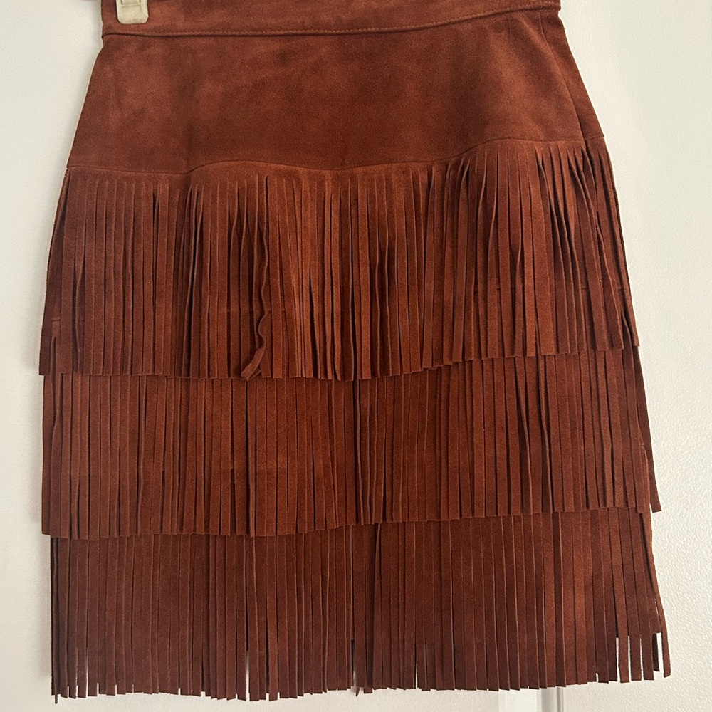 Moschino Vintage Fringe Suede Skirt